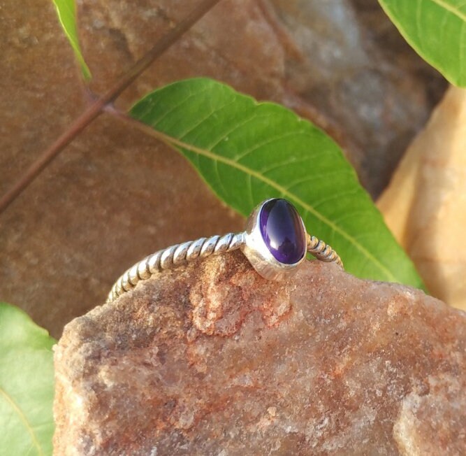Amethyst Twisted Band Ring