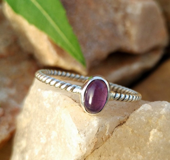 Amethyst Twisted Band Ring