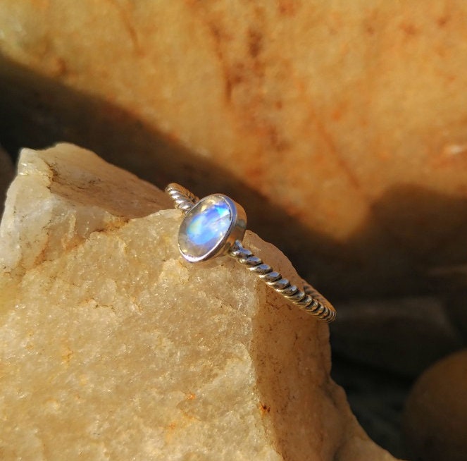 Moonstone Twisted Wire Ring