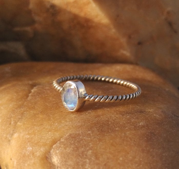 Moonstone Twisted Wire Ring