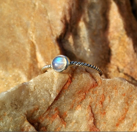 Moonstone Twisted Wire Ring