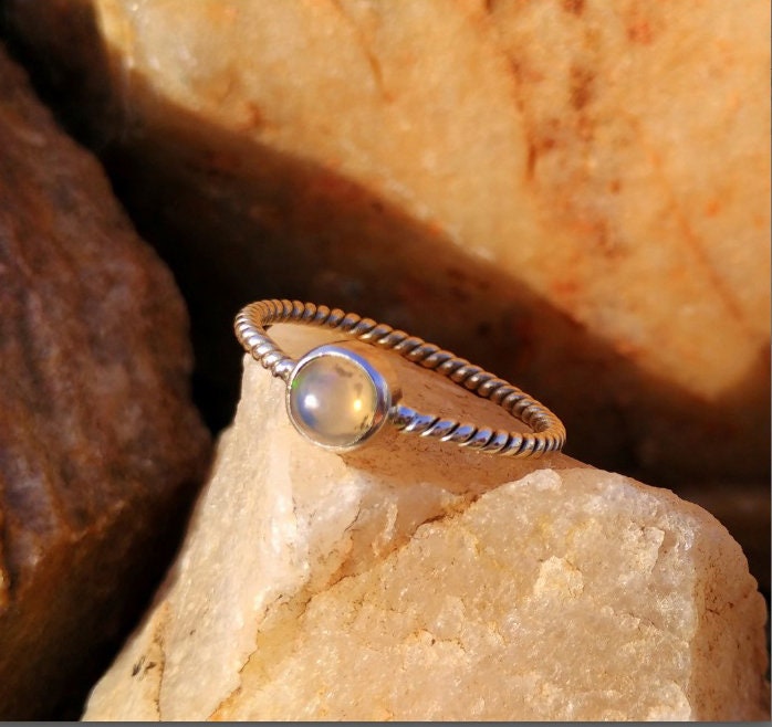 Fire Opal Twisted Band Ring
