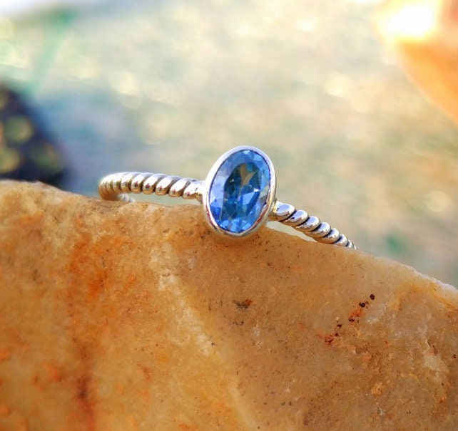 Swiss Blue Topaz Twisted Band Ring
