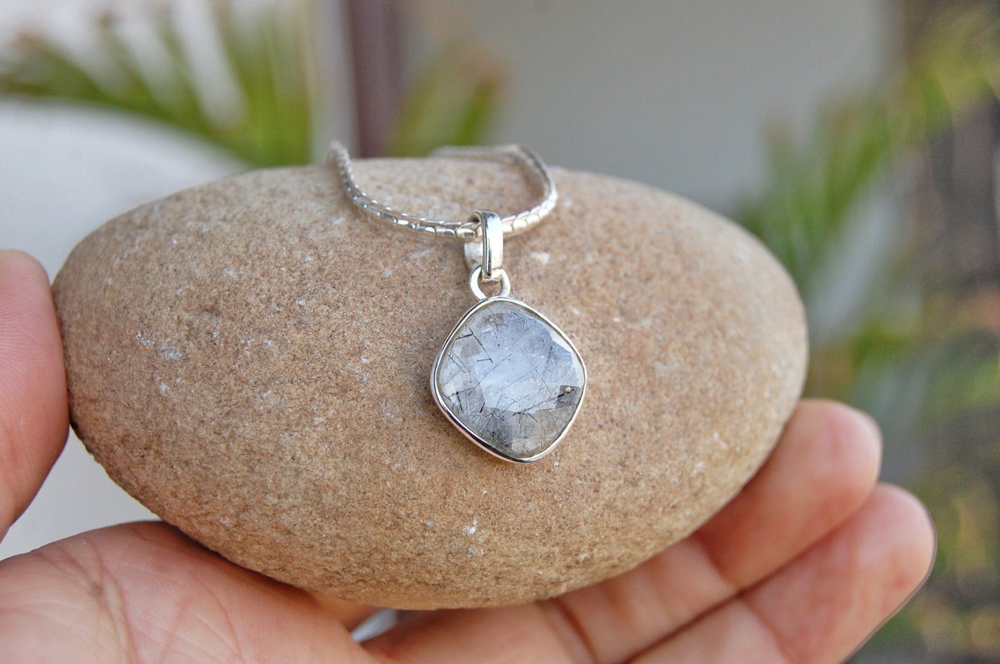 Black Rutile Quartz Pendant