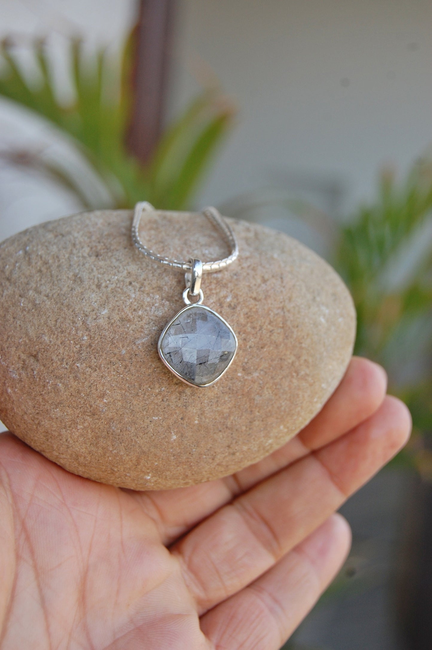 Black Rutile Quartz Pendant
