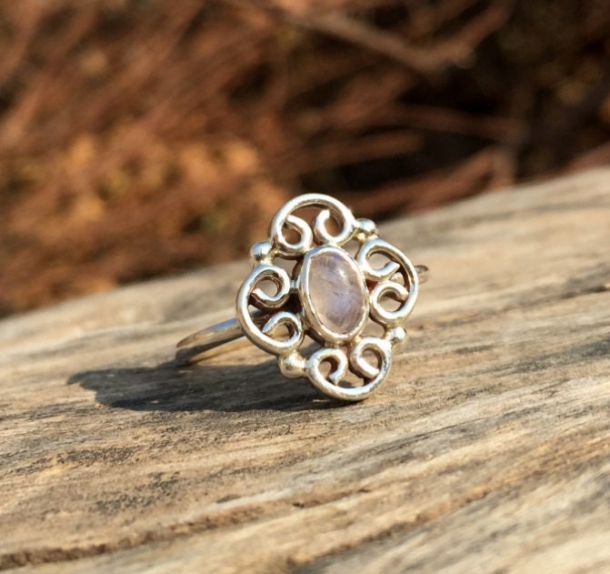 Rainbow Moonstone Filigree Ring