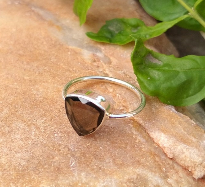 Trillion Shape Smoky Quartz Ring