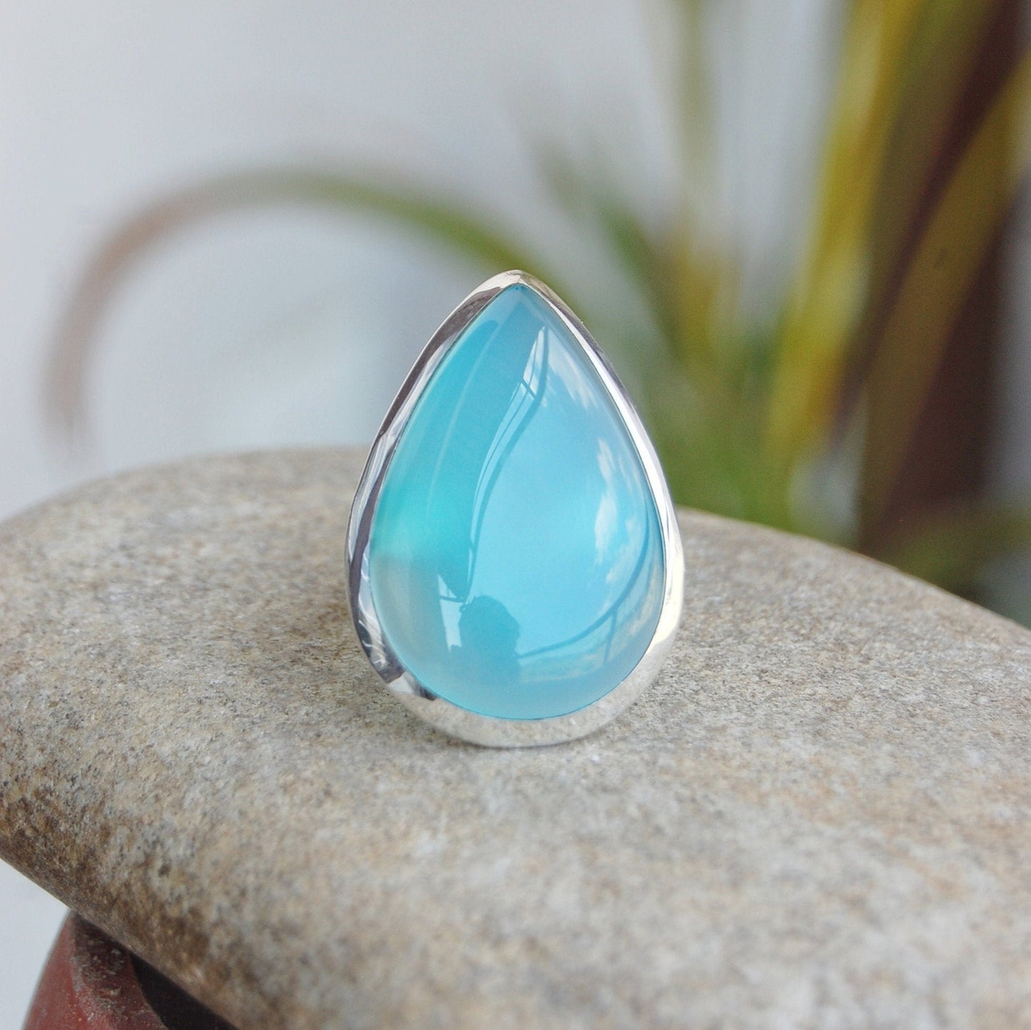 Aqua Chalcedony Statement Ring