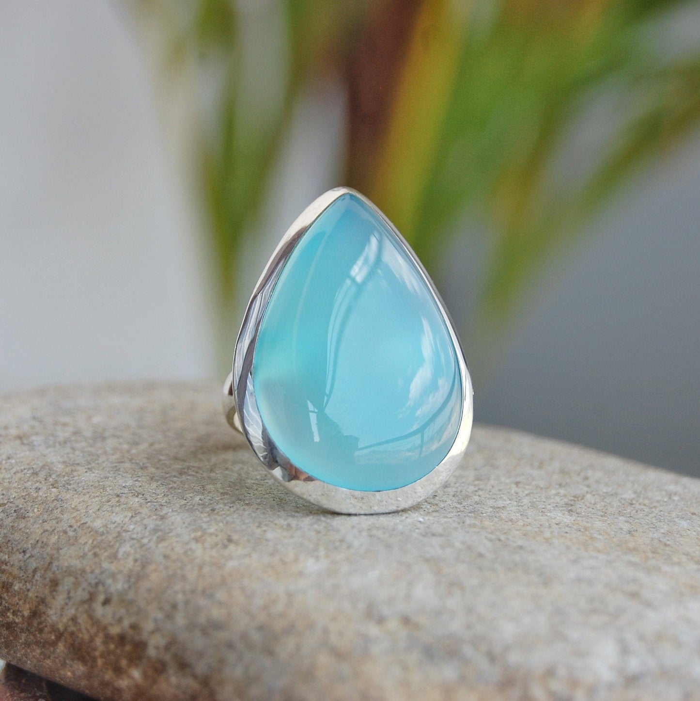 Aqua Chalcedony Statement Ring