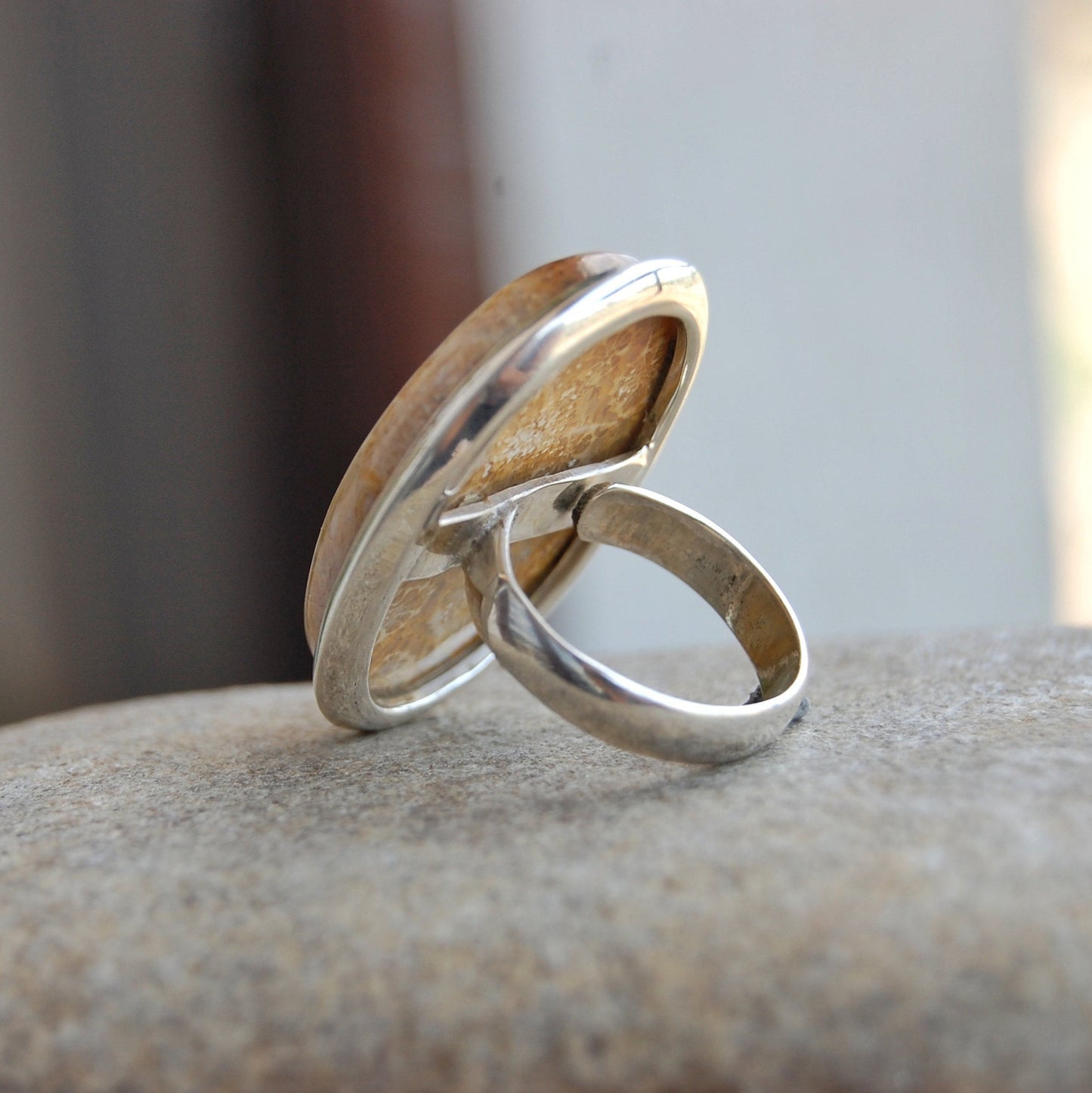 Big Coral Fossil Statement Ring
