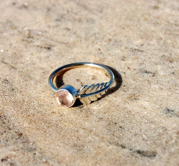 Rose Quartz Leaf Ring