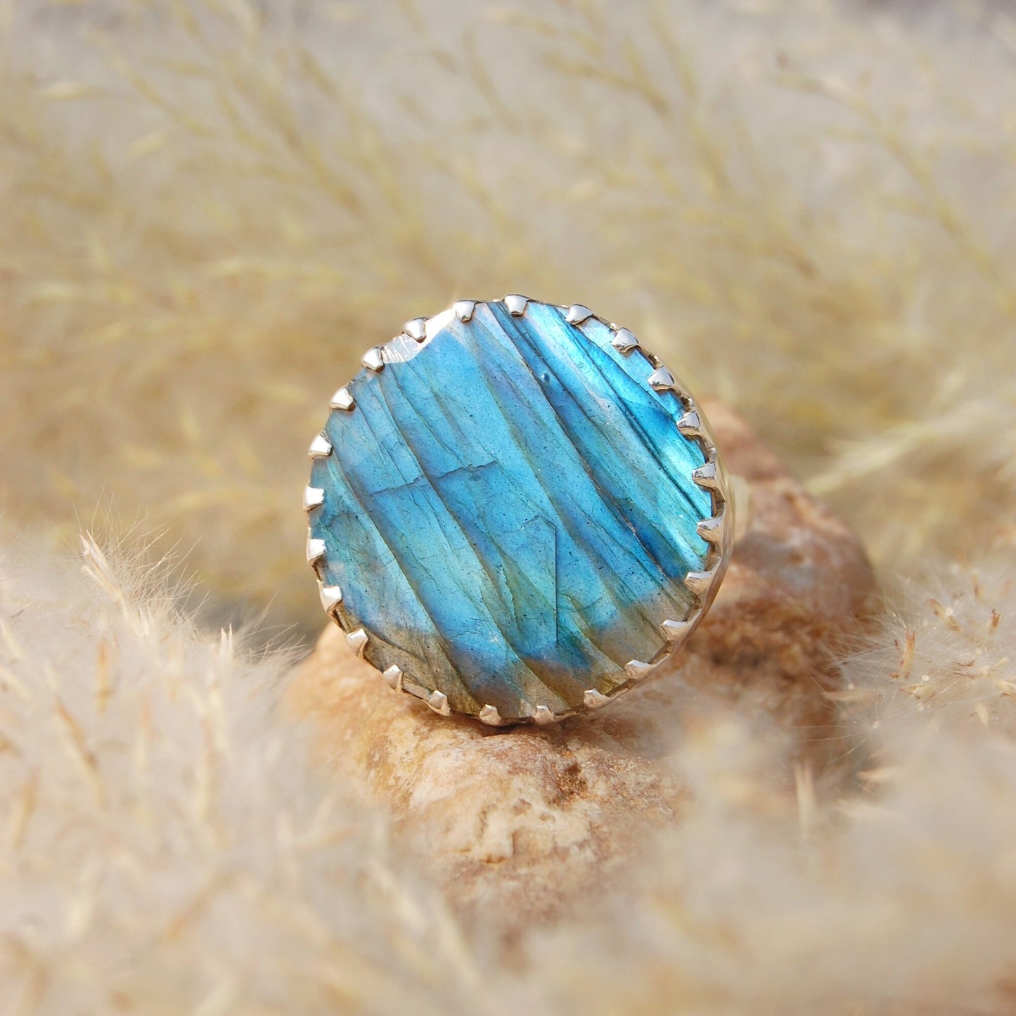 Blue Labradorite Statement Ring