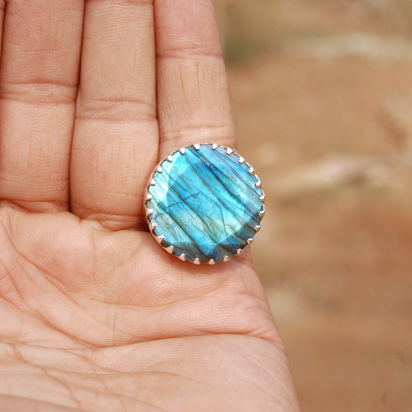 Blue Labradorite Statement Ring