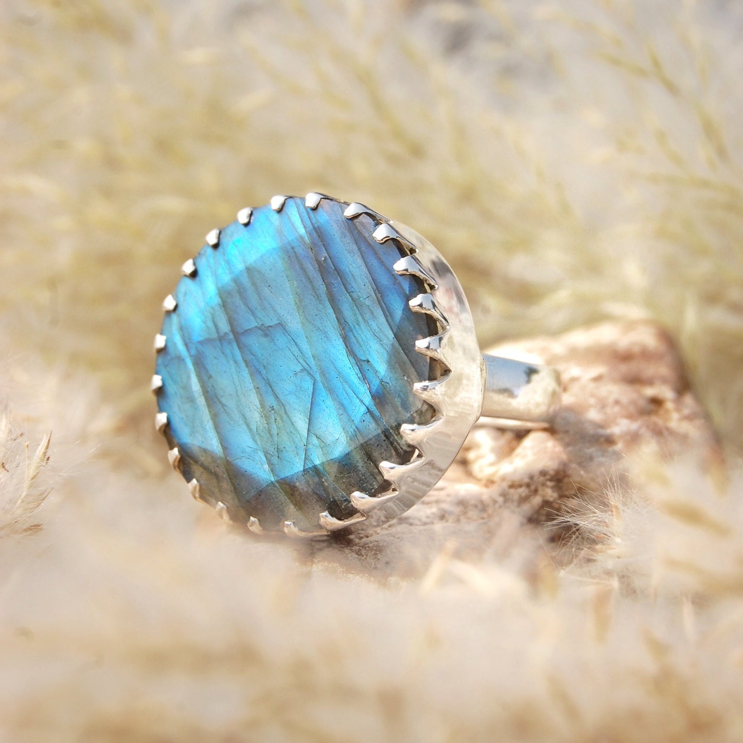 Blue Labradorite Statement Ring