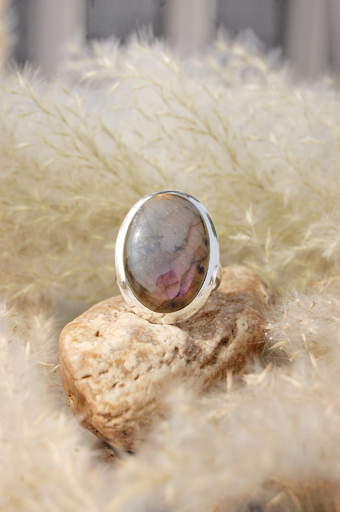 Purple Labradorite Statement Ring