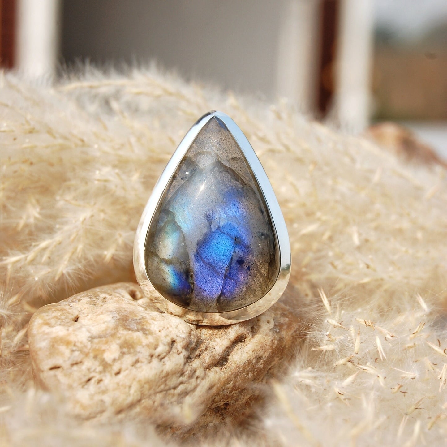 Blue Labradorite Statement Ring