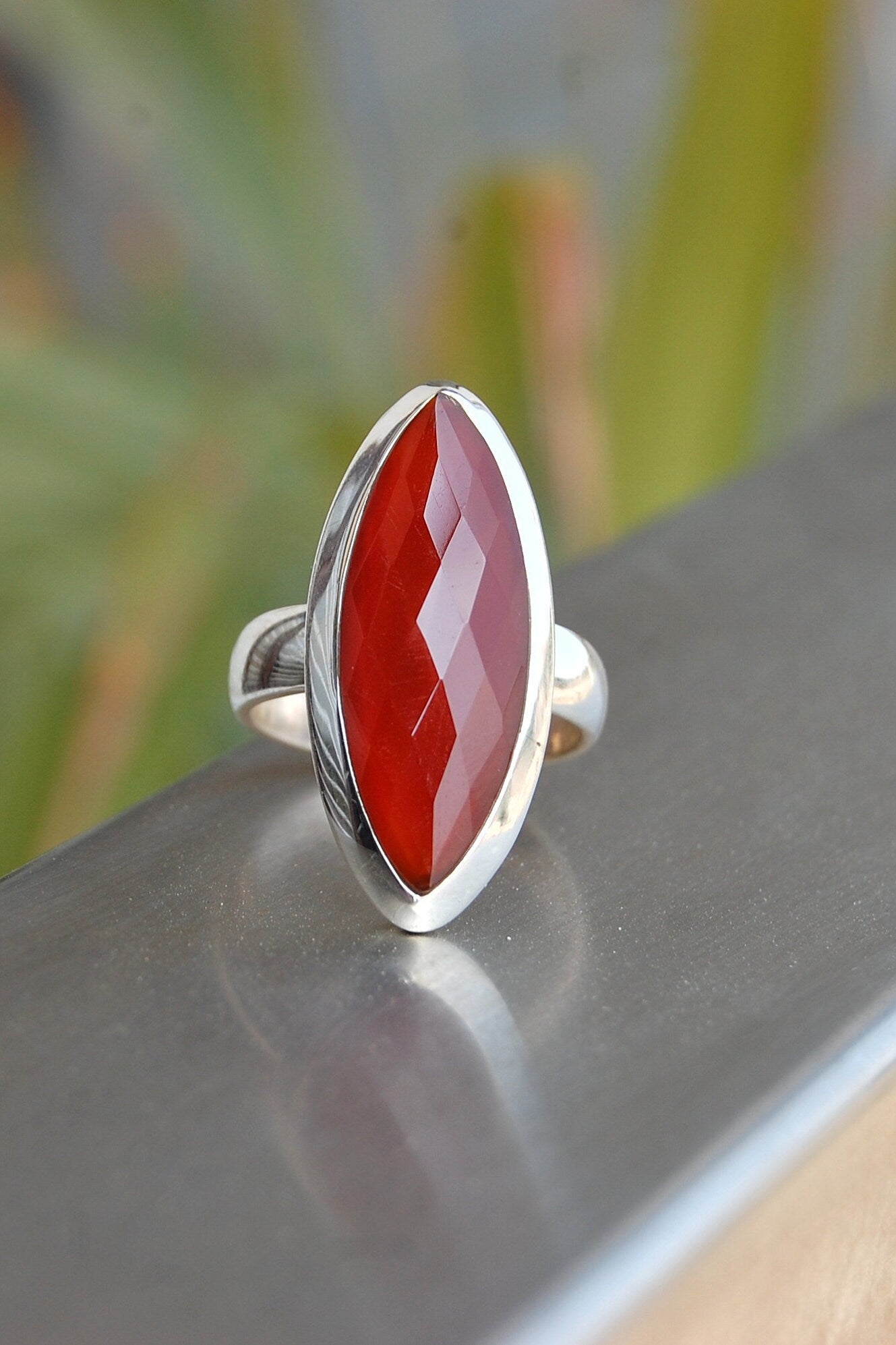Red Onyx Marquise Statement Ring