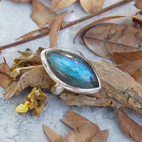 Blue Labradorite Marquise Ring