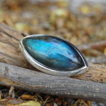 Blue Labradorite Marquise Ring