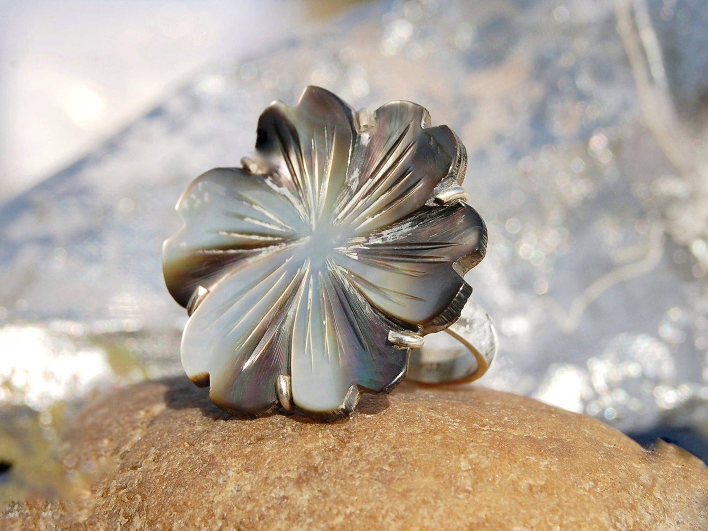 Mother of Pearl Floral Ring for Her