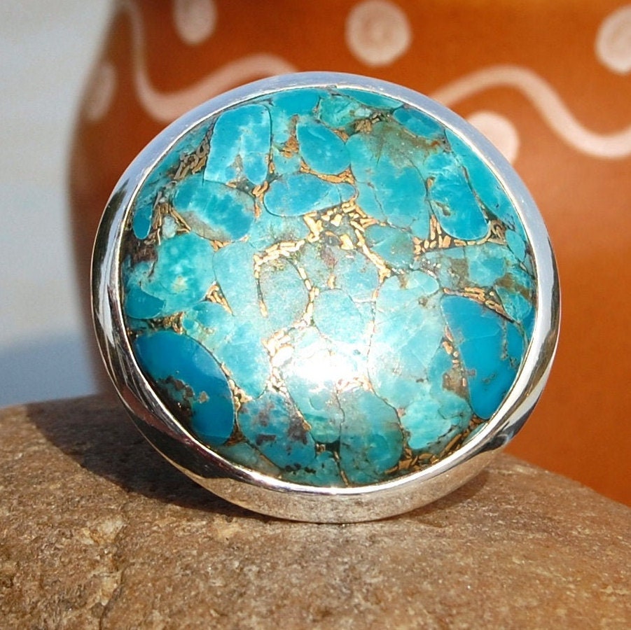 Blue Copper Turquoise Statement Ring