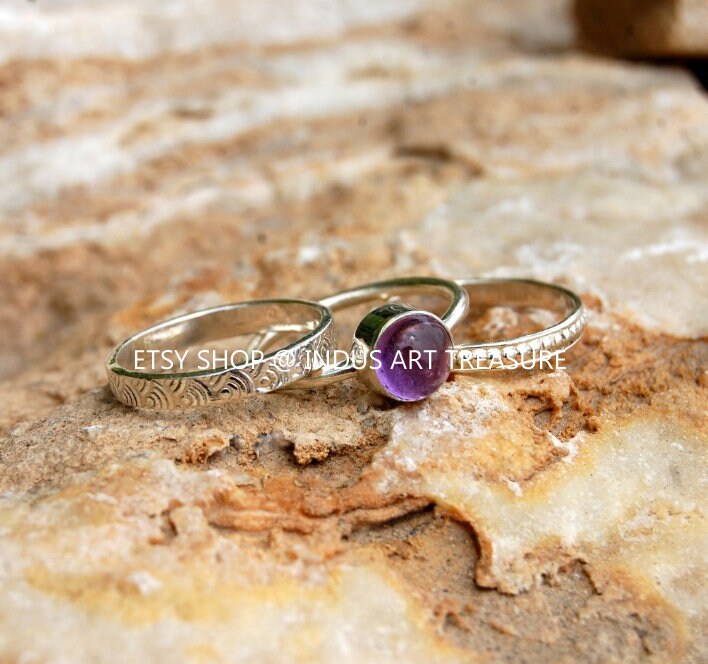 Amethyst Stacking Ring Set