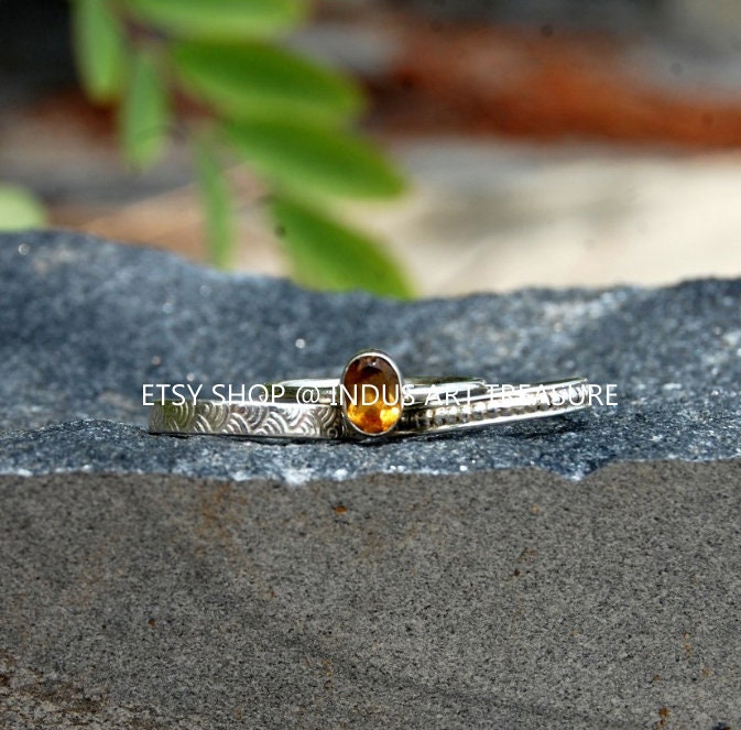 Yellow Citrine Stacking Ring Set