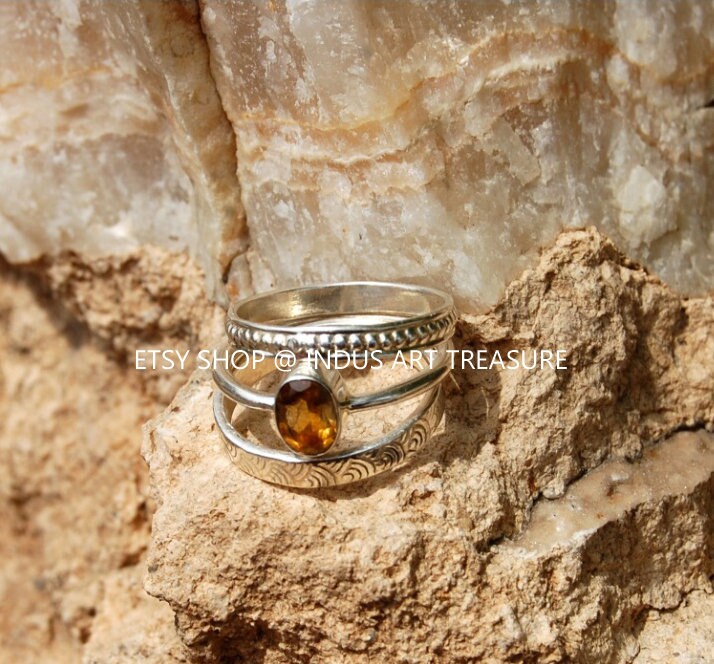 Yellow Citrine Stacking Ring Set