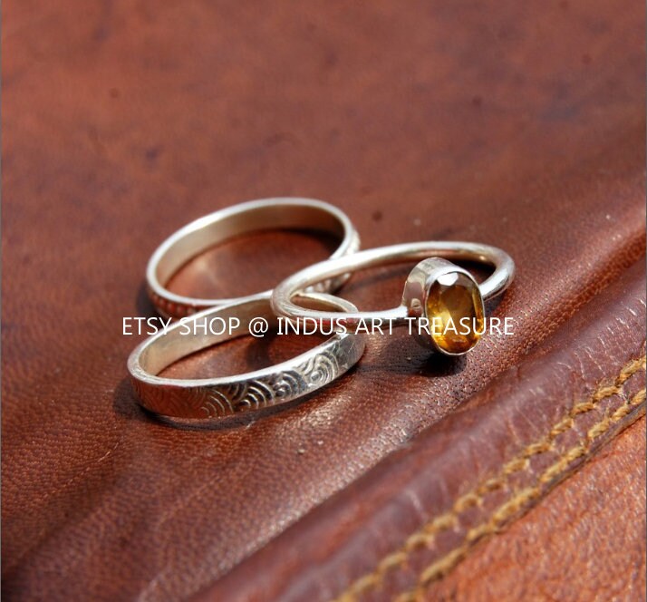Yellow Citrine Stacking Ring Set