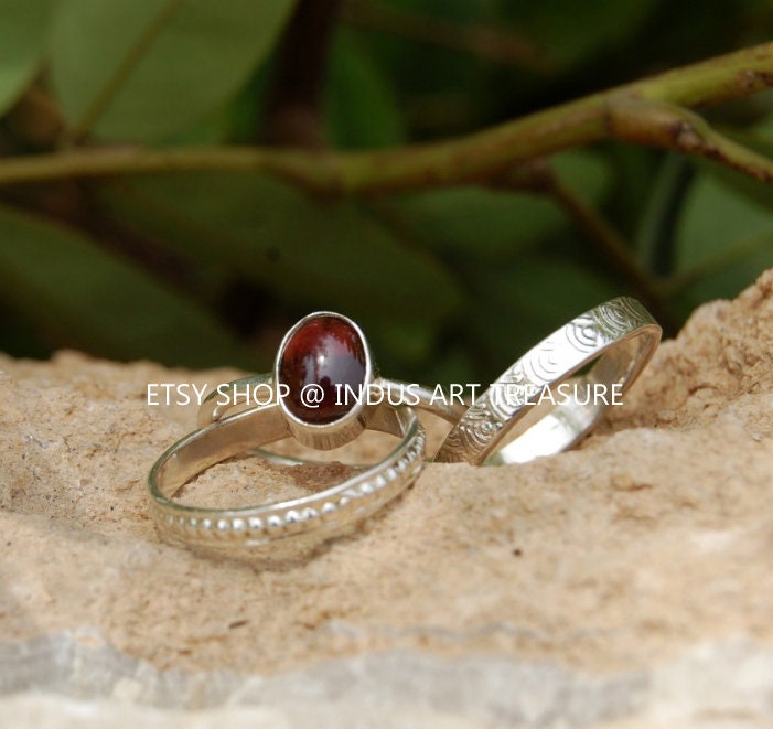 Lovely Garnet Stacking Ring Set