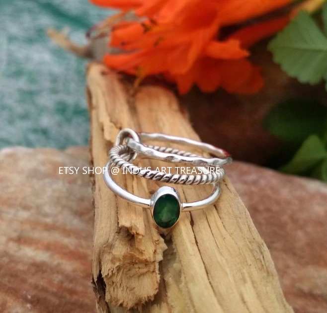 Green Onyx Stacking Ring Set