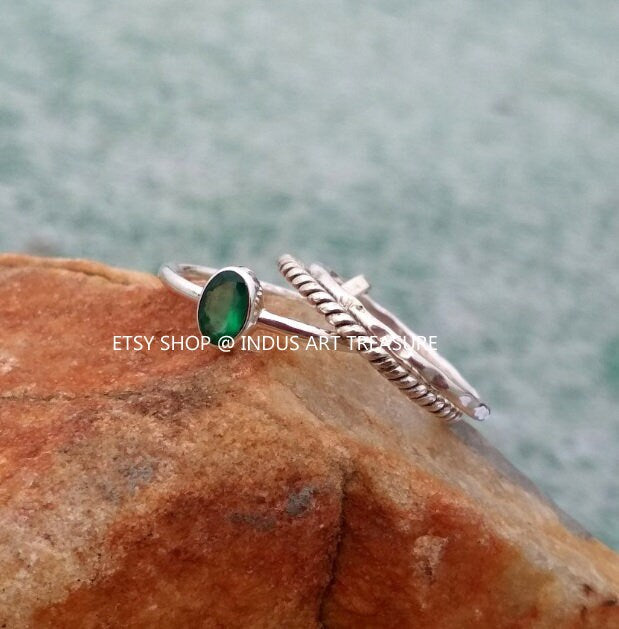 Green Onyx Stacking Ring Set