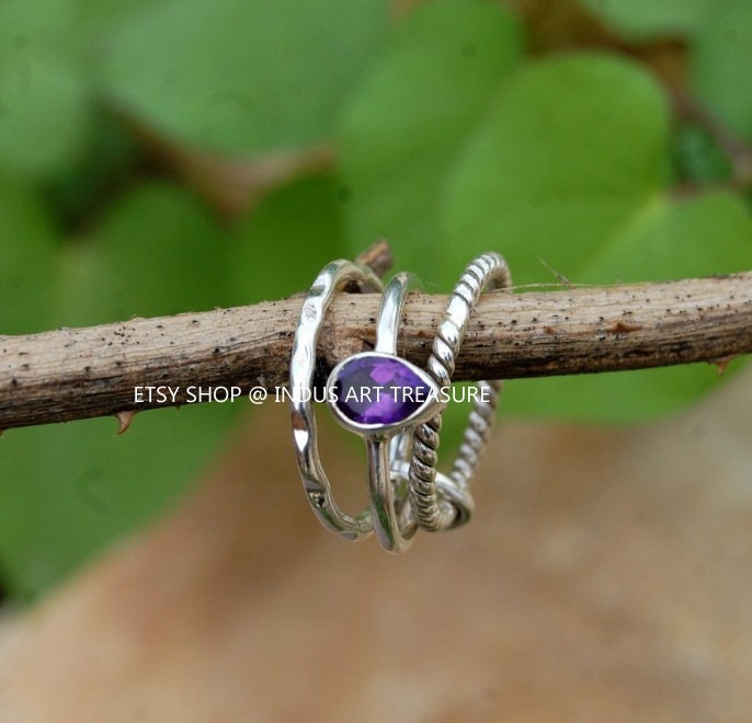 Amethyst Stacking Ring Set