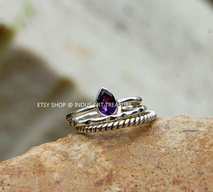 Amethyst Stacking Ring Set