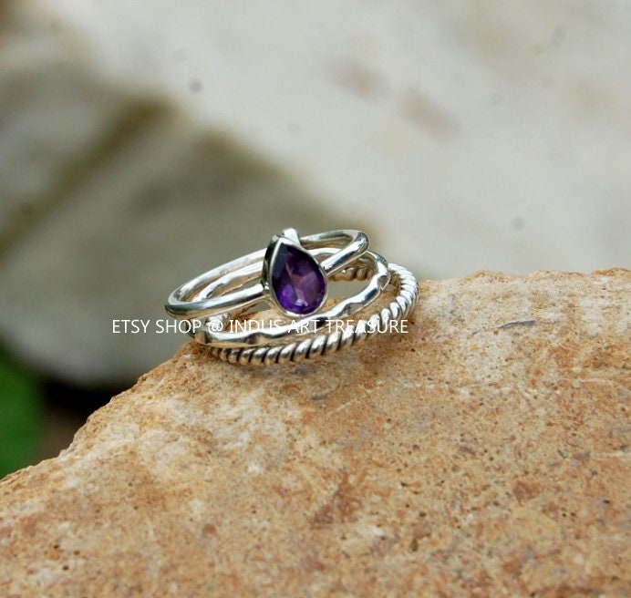 Amethyst Stacking Ring Set