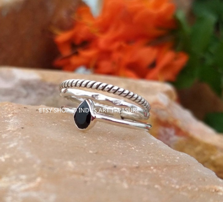 Black Onyx Stacking Ring Set