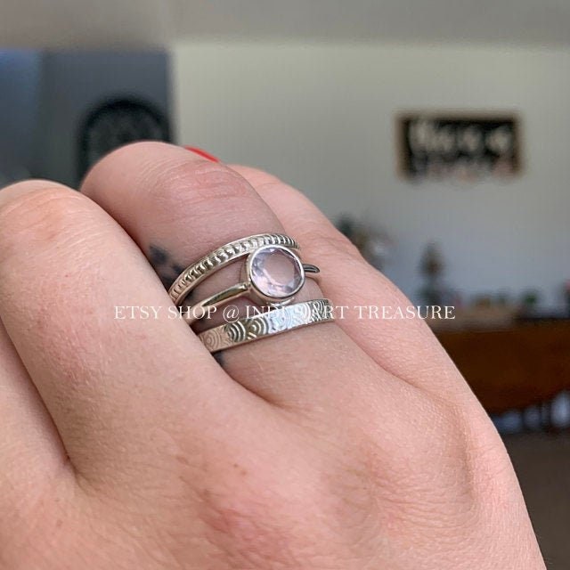 Rose Quartz Stacking Ring Set
