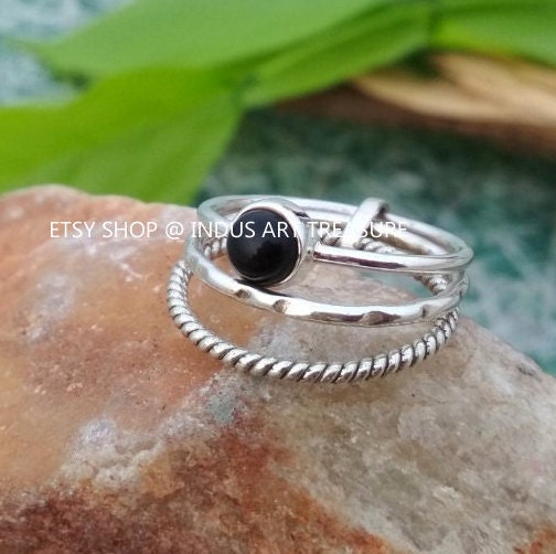 Black Onyx Stacking Ring Set