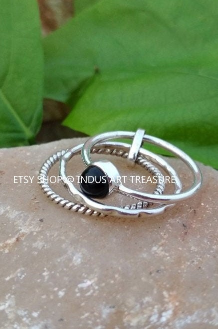 Black Onyx Stacking Ring Set