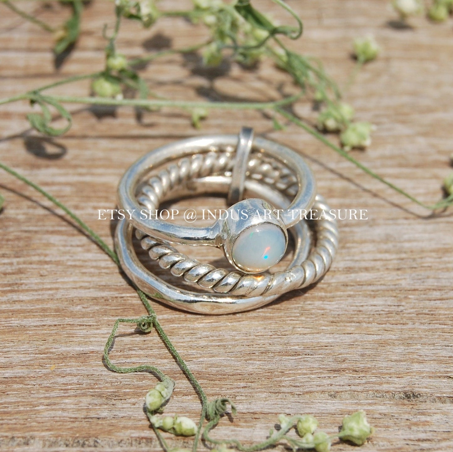 Fire Opal Stacking Ring Set