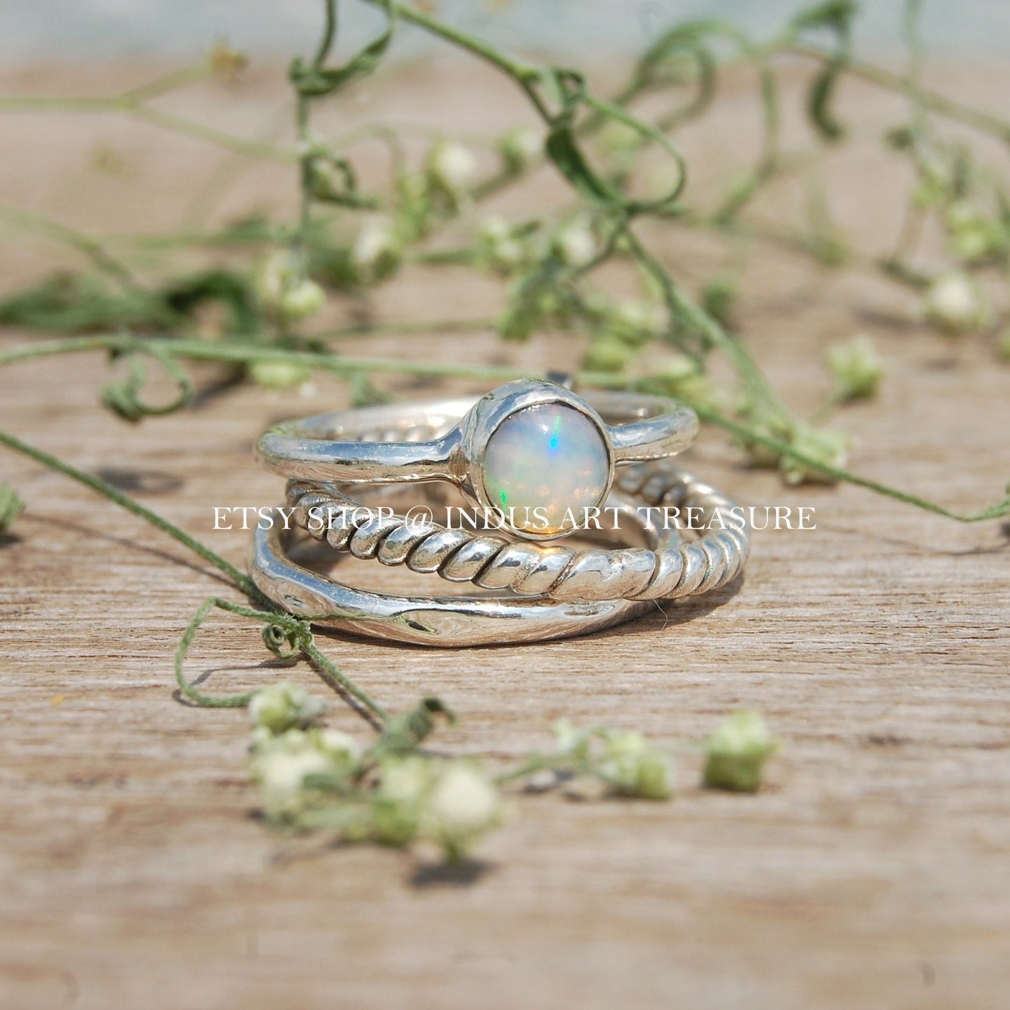 Fire Opal Stacking Ring Set