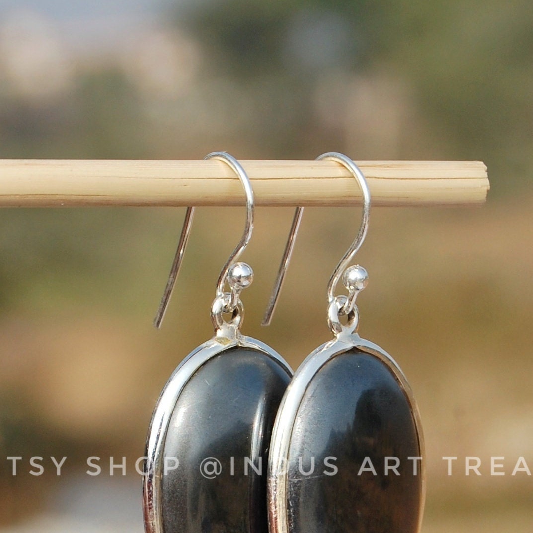 Hematite Oval Cab Earrings