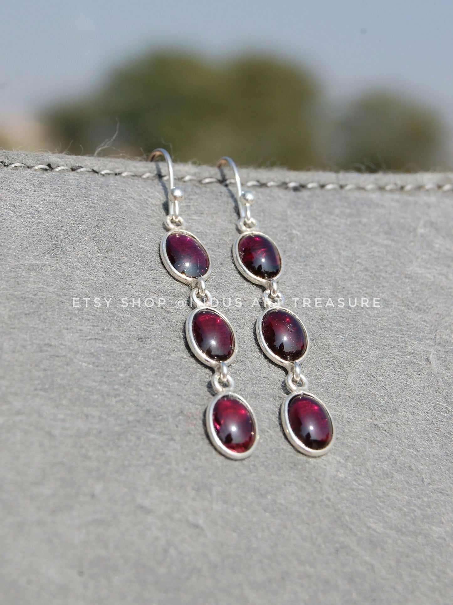 Garnet Long Dangle Earrings