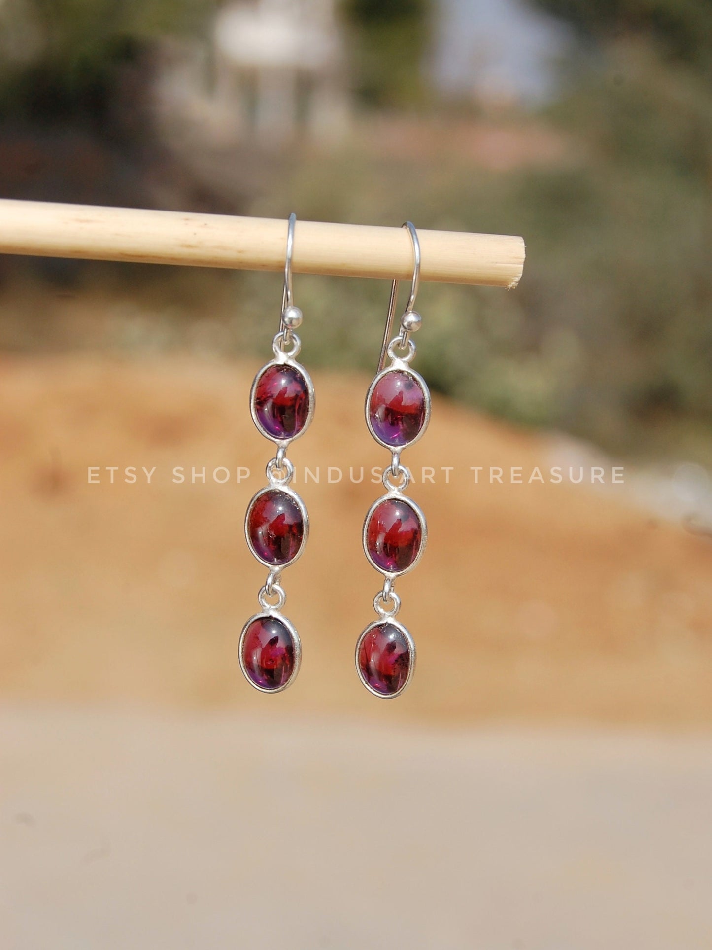 Garnet Long Dangle Earrings