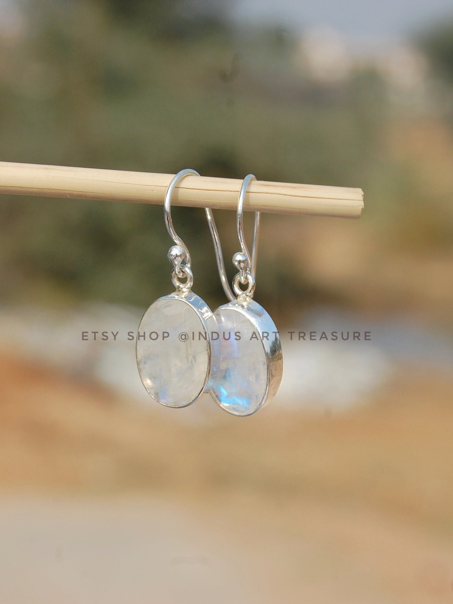 Rainbow Moonstone Dangle Earrings