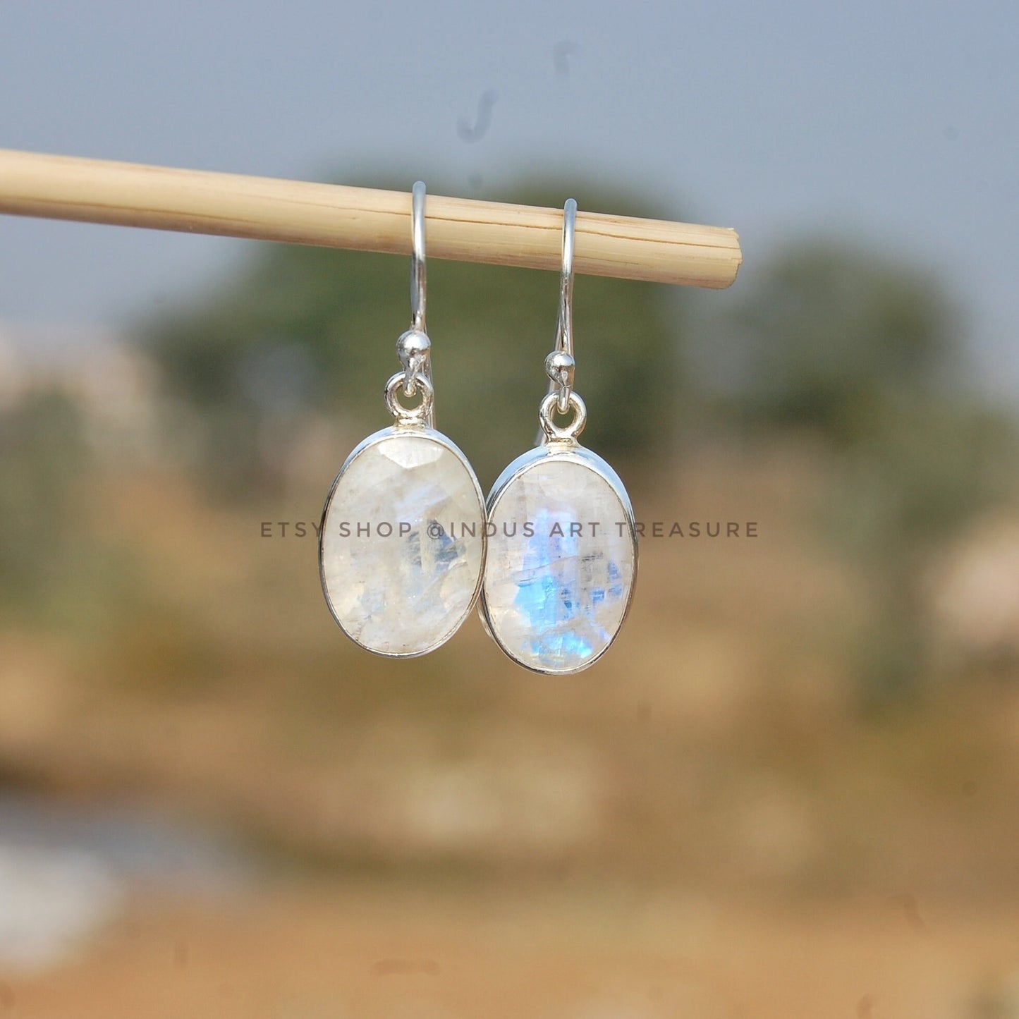 Rainbow Moonstone Dangle Earrings