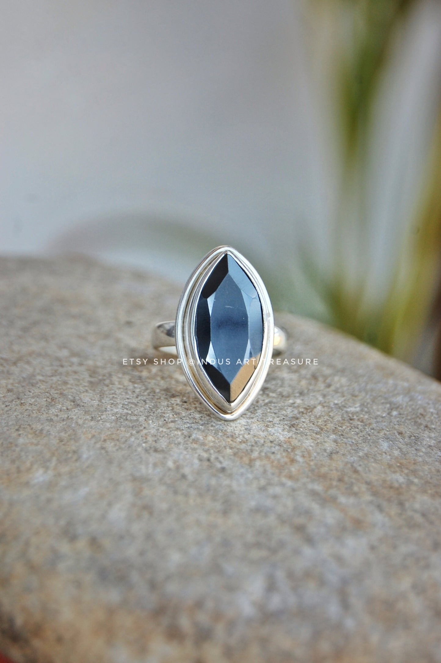 Hematite Marquise Ring