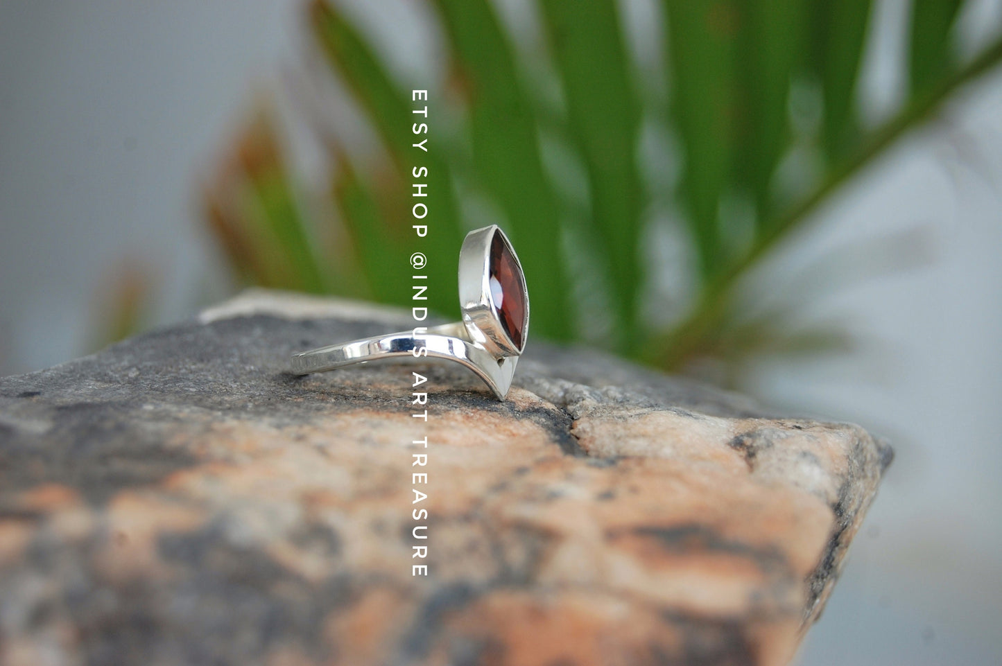 Red Garnet Crown Ring