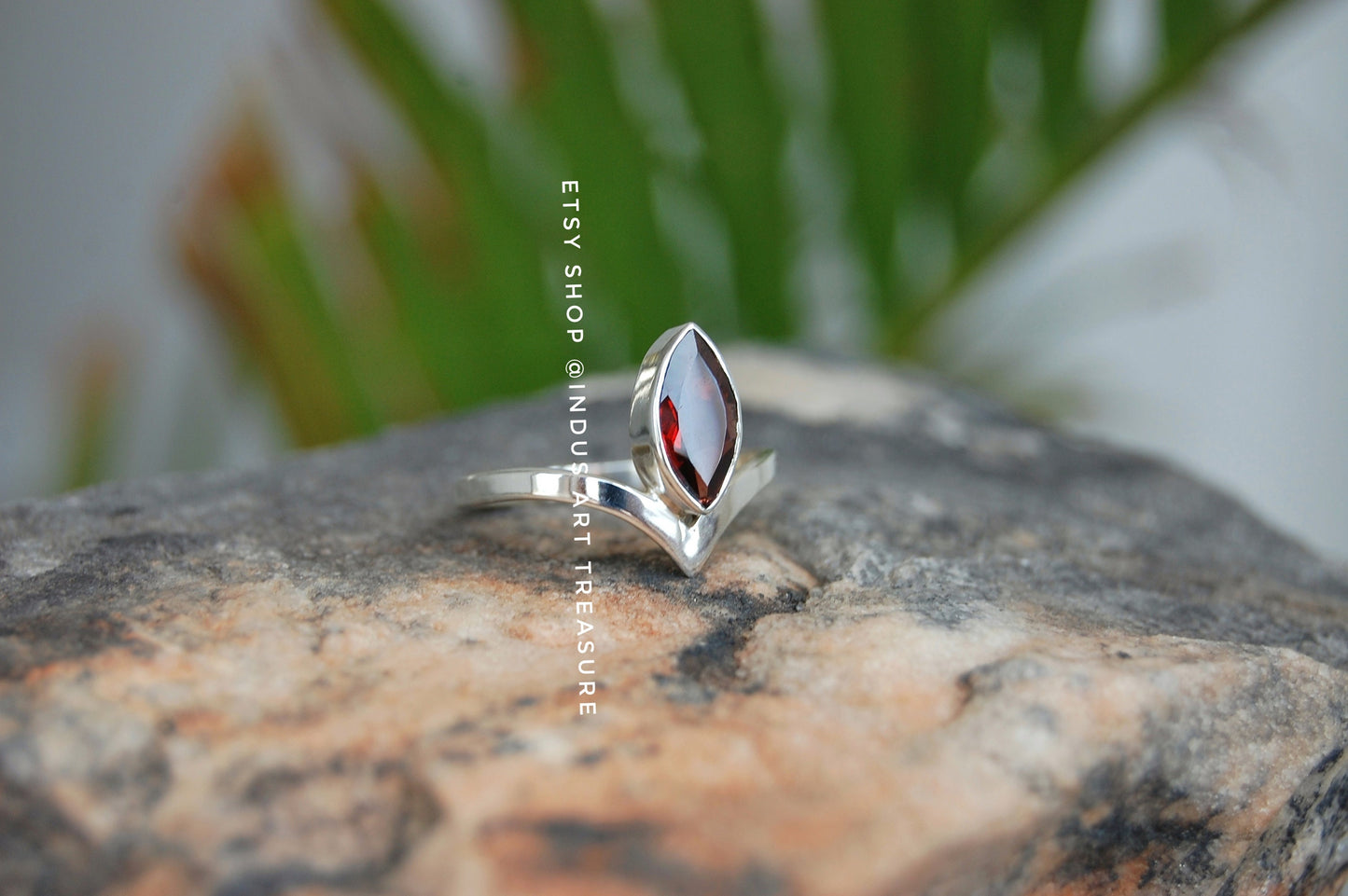 Red Garnet Crown Ring