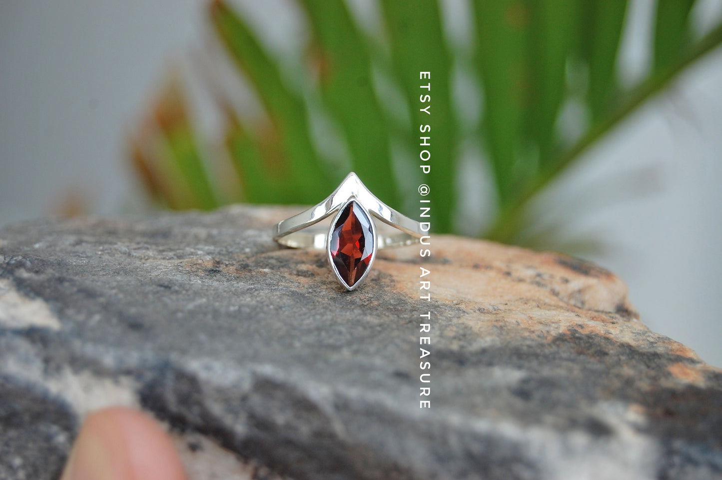 Red Garnet Crown Ring